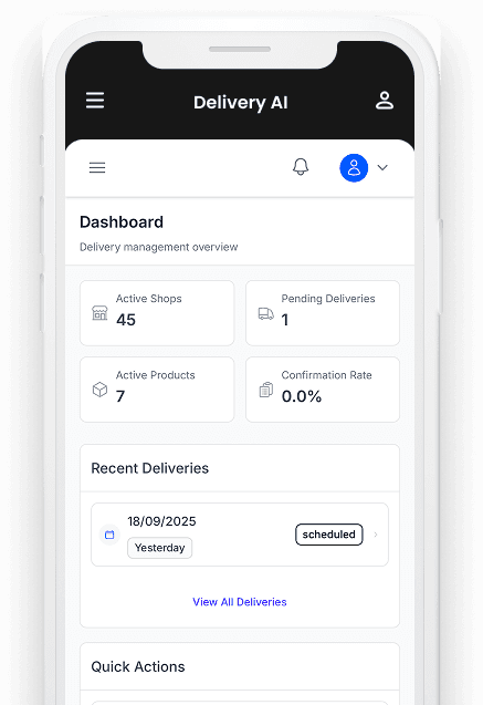 Delivery AI App Dashboard